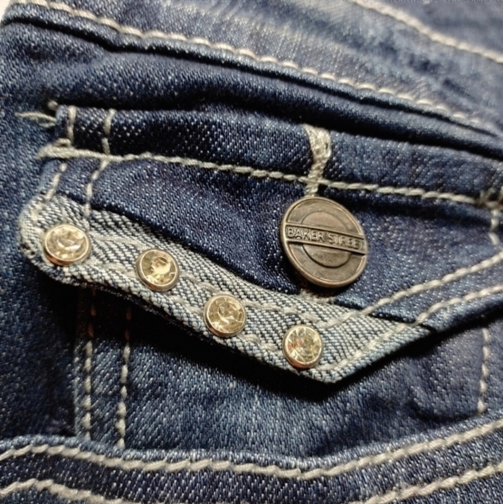 Baker Street Denim Women's Embroidered Ryinstone Embellished Jeans Size 13 NWT - Picture 7 of 11